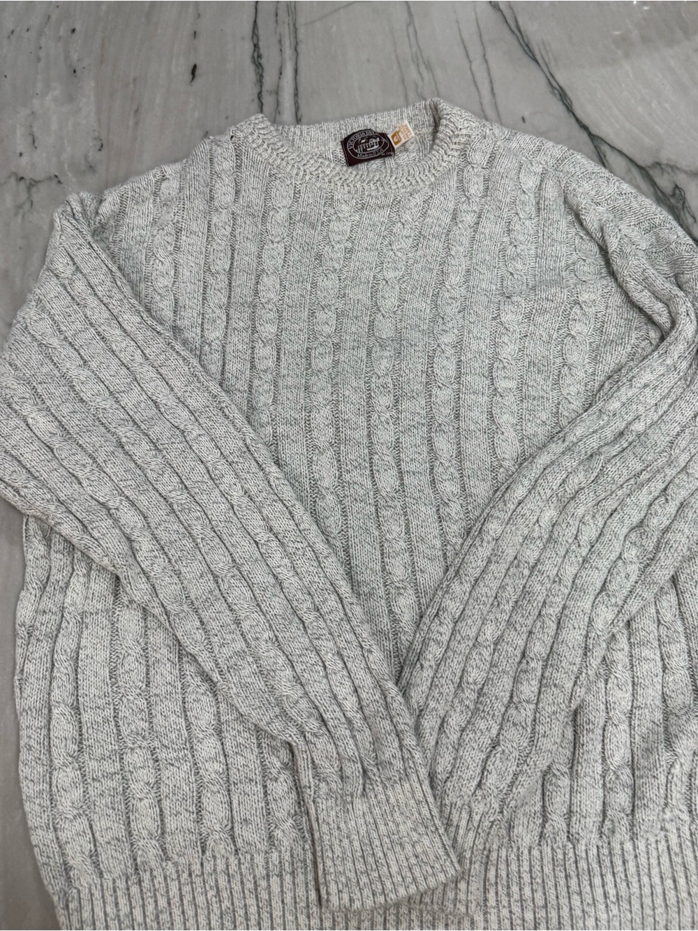 Vintage Victoria Dry Goods cotton cable/fisherman knit Sweater - Made in USA